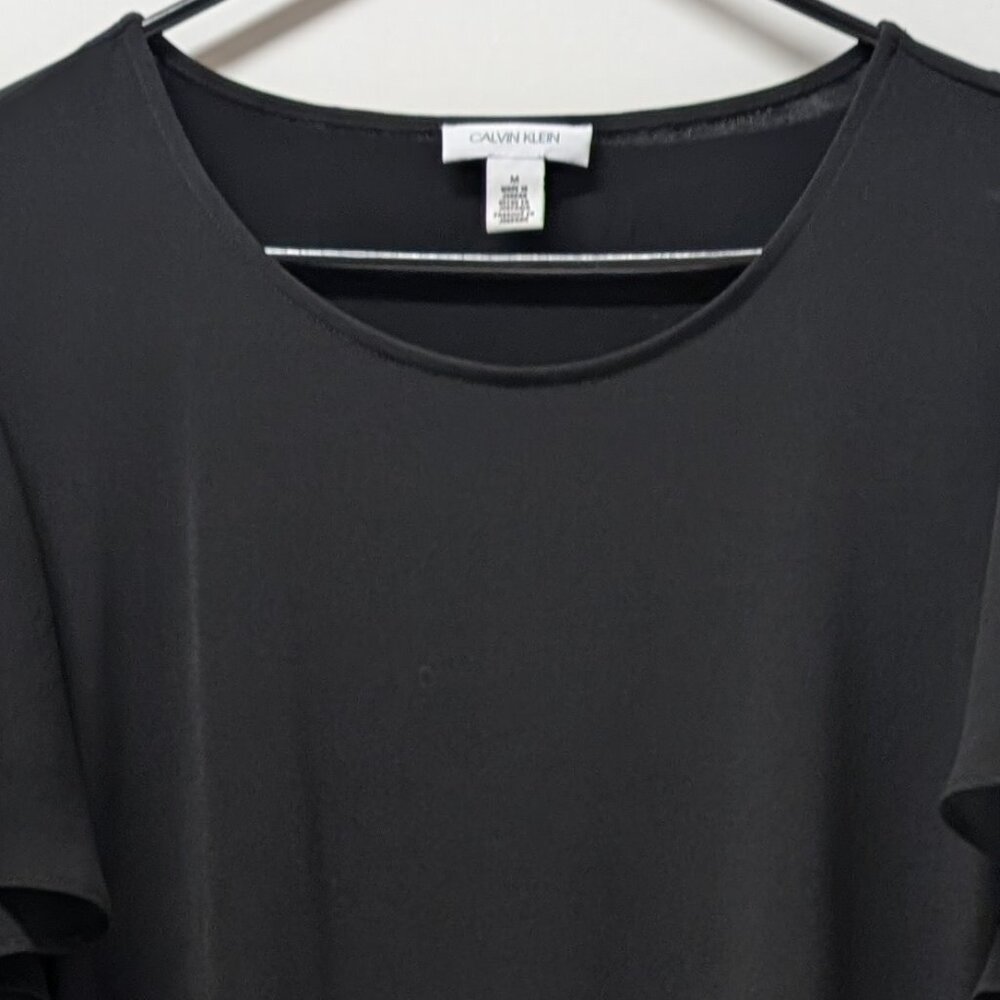 Calvin Klein Flutter Sleeve Blouse In Black - image 7